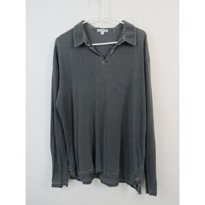 James Perse Size 3 (Large) Unisex Gray Long Sleeve Polo Cotton Top Tee Faded